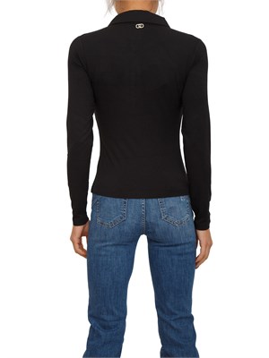 Polo Liu Jo donna in jersey di viscosa stretch nera in DONNA