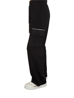 Pantaloni tuta Liu Jo donna in misto cotone nero con tasche lurex in DONNA