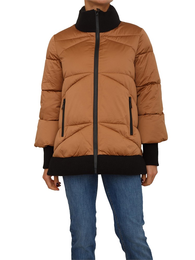 Piumino corto donna Nenette in tessuto lucido marrone