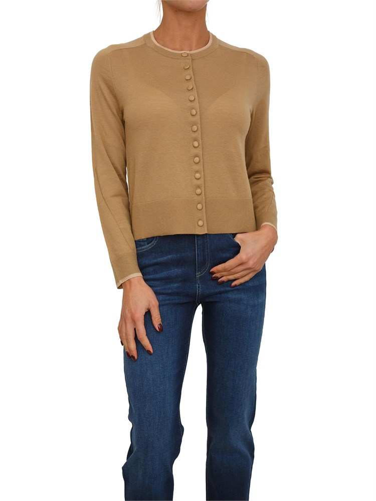 Cardigan Checca Nenette in pura lana merino cammello