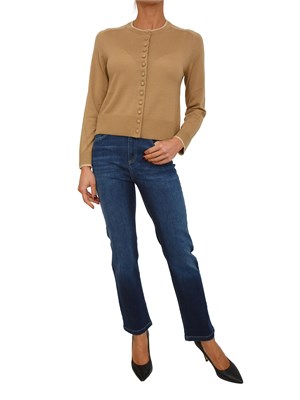 Cardigan Checca Nenette in pura lana merino cammello in DONNA