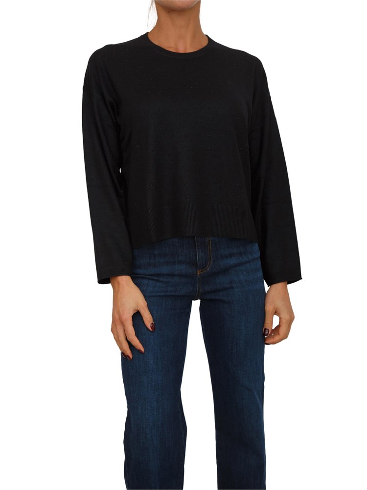 Maglia nera Morale Nenette in misto lana con strass