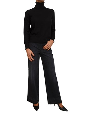 Maglia donna a collo alto Mita Nenette in lana merino nera in DONNA