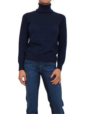 Maglia donna a collo alto Mita Nenette in lana merino blu in DONNA