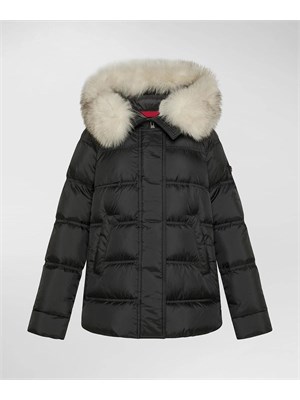 PEUTEREY BIMBO Piumino bimba Peuterey nero con cappuccio e zip laterali in BIMBI