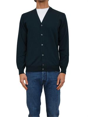 Cardigan uomo Aiace Galassi in lana verde scuro in UOMO