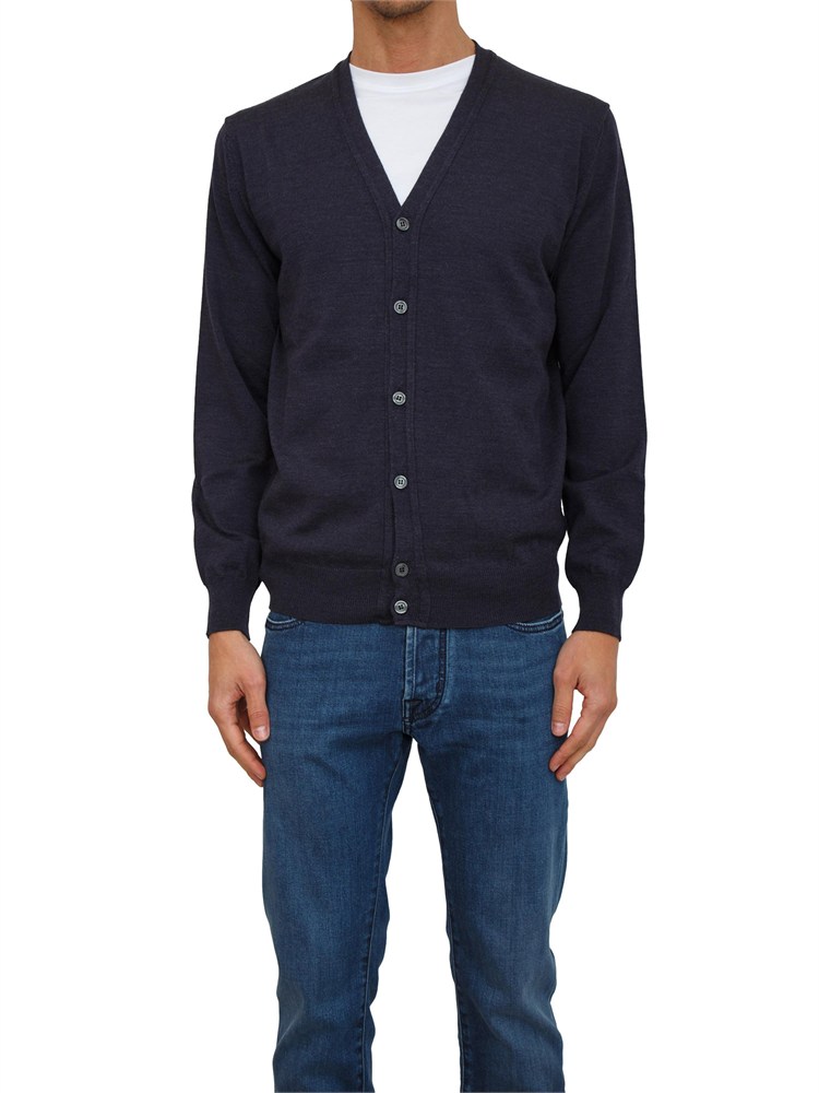 Cardigan uomo Aiace Galassi in lana fine blu