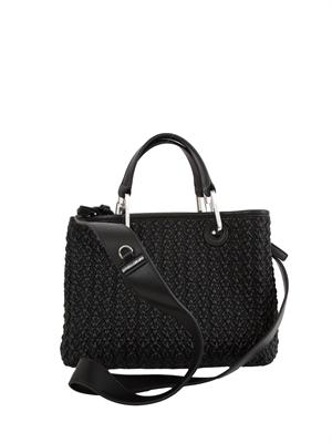 Shopper piccola Emporio Armani in ecopelle trapuntata nera in DONNA