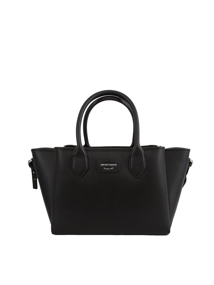 Shopper media Emporio Armani in ecopelle palmellata nera