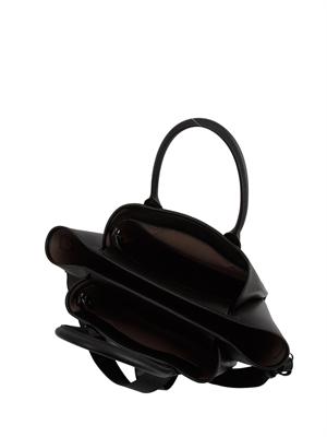 Shopper media Emporio Armani in ecopelle palmellata nera in DONNA