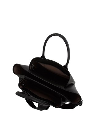 Shopper media Emporio Armani in ecopelle palmellata nera in DONNA