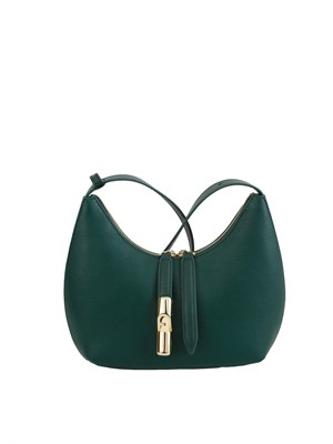 Borsa a spalla Furla Goccia S in pelle verde in DONNA