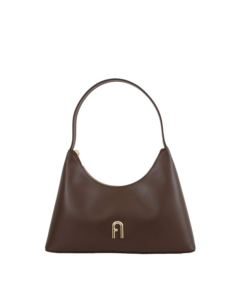 Borsa a spalla Furla Diamante S in pelle marrone