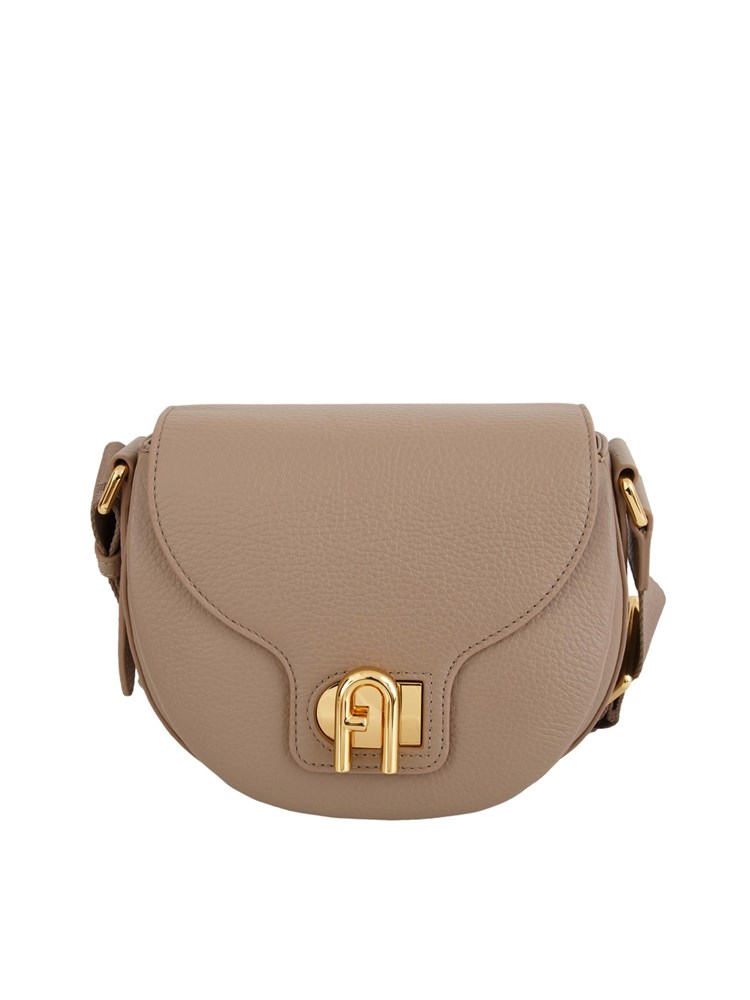 Borsa a tracolla Furla Lotus in pelle martellata taupe