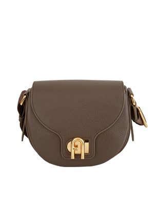 Borsa a tracolla Furla Lotus in pelle martellata marrone in DONNA