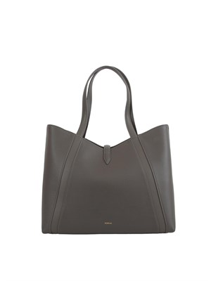 Borsa shopping Furla Goccia L in pelle grigia in DONNA