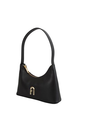 Borsa a spalla Furla Diamante Mini in pelle nera in DONNA
