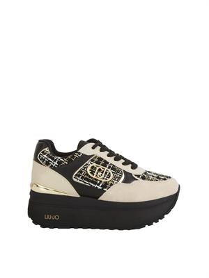Sneakers Liu Jo donna in lurex e nylon nero e beige in DONNA