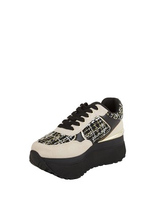 Sneakers Liu Jo donna in lurex e nylon nero e beige in DONNA