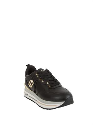 Sneakers Liu Jo donna in pelle nera e dettagli in vernice tono su tono in DONNA