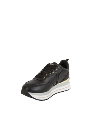 Sneakers Liu Jo donna in pelle nera e dettagli in vernice tono su tono in DONNA