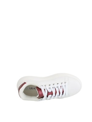 Sneakers Liu Jo donna in pelle bottalata bianca con inserti laminati bordeaux in DONNA