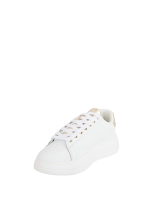 Sneakers Liu Jo donna in pelle bottalata bianca con inserti laminati oro in DONNA