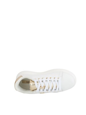 Sneakers Liu Jo donna in pelle bottalata bianca con inserti laminati oro in DONNA