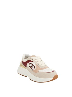 Sneakers Liu Jo donna in suede bianco beige e nylon con inserti glossy in DONNA