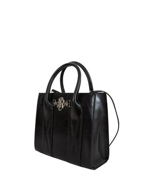 Borsa a mano John Richmond in pelle lucida nera in UOMO