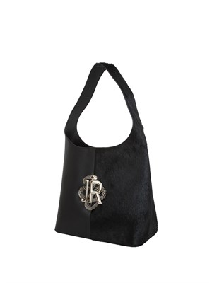 Borsa John Richmond in pelle nera e cavallino in UOMO