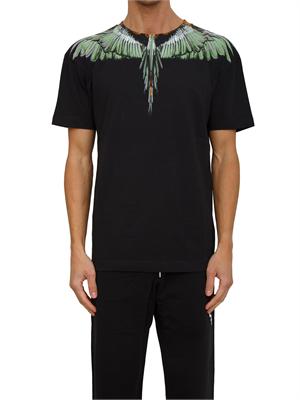 T-shirt County of Milan nera con stampa aquila verde in UOMO