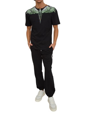 T-shirt County of Milan nera con stampa aquila verde in UOMO