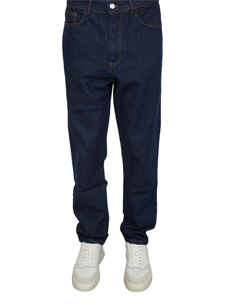 Jeans uomo GCDS lavaggio blu e logo retro