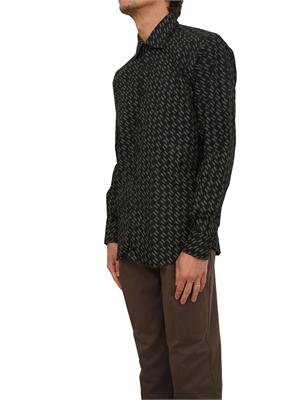 K.LAGERFELD Camicia uomo Karl Lagerfeld in cotone nero logo monogram all over in UOMO