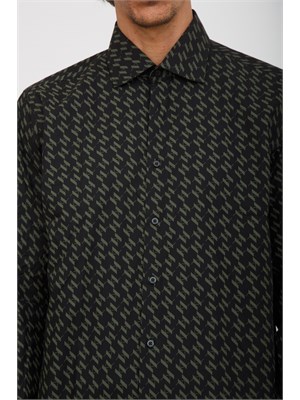 K.LAGERFELD Camicia uomo Karl Lagerfeld in cotone nero logo monogram all over in UOMO