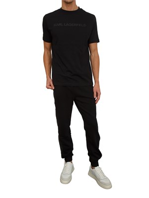 K.LAGERFELD T-shirt uomo Karl Lagerfeld nera con logo lettering in UOMO