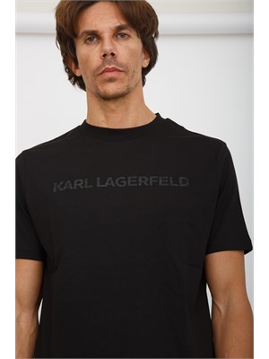 K.LAGERFELD T-shirt uomo Karl Lagerfeld nera con logo lettering in UOMO