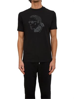 K.LAGERFELD T-shirt uomo Karl Lagerfeld nera con applicazione volto in UOMO