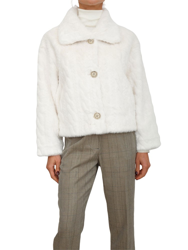 Cappotto corto Marielies Kocca doubleface bianco a trecce