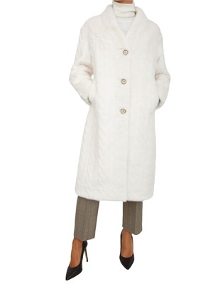 Cappotto doubleface Margarete Kocca in tessuto bianco a trecce in DONNA