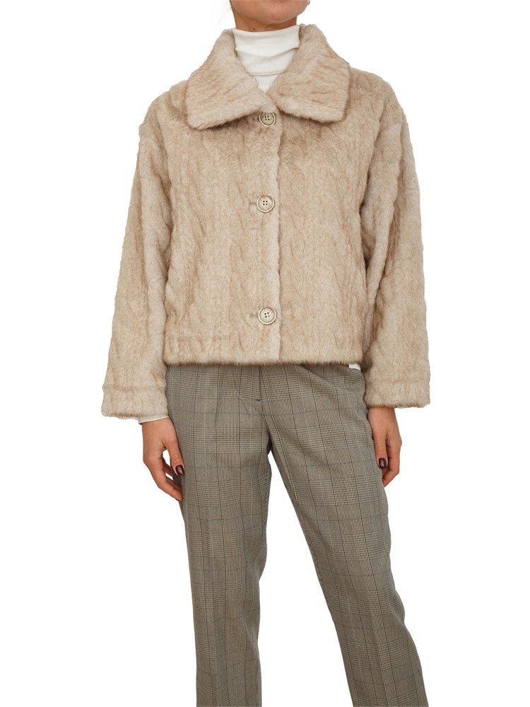 Cappotto corto Marielies Kocca doubleface beige a trecce