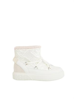 Stivali Yoko 19 Pinko in tessuto spalmato effetto pelle bianco in DONNA