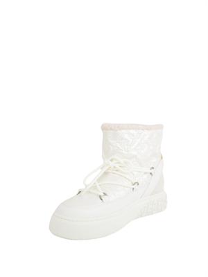 Stivali Yoko 19 Pinko in tessuto spalmato effetto pelle bianco in DONNA