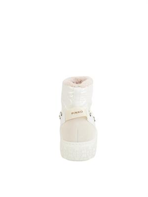 Stivali Yoko 19 Pinko in tessuto spalmato effetto pelle bianco in DONNA