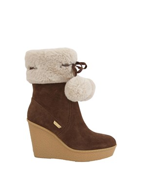 Stivaletti Liu Jo donna Rania 01 in suede marrone con pompon in DONNA