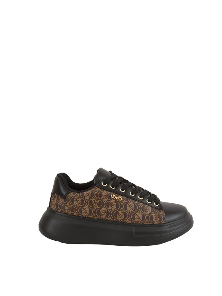 Sneakers Liu Jo donna Babol 01 in eco-pelle nera stampa logo