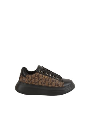 Sneakers Liu Jo donna Babol 01 in eco-pelle nera stampa logo in DONNA