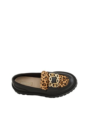 Mocassini Liu Jo Rumi 34 in pelle nera e inserto cavallino animalier in DONNA