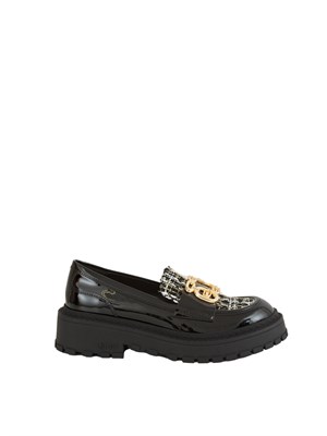 Mocassini Liu Jo donna Rumi 34 in vernice nera con inserto bouclÉ in DONNA